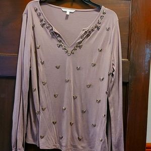 Victoria Secret Beaded Cotton Top Size L